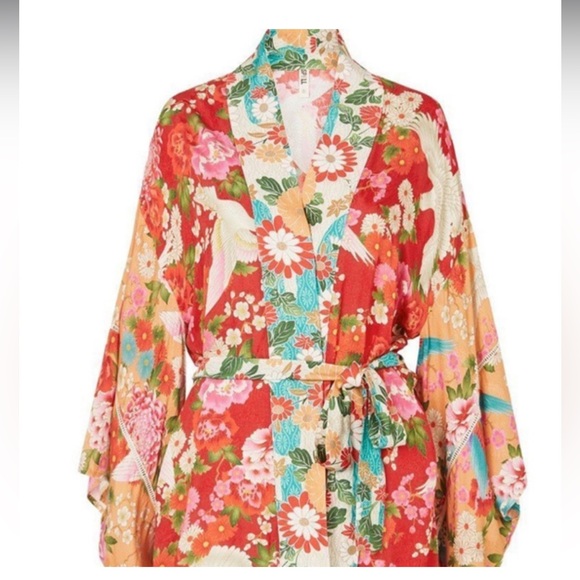 Spell and the Gypsy Collective Delilah Patchwork Short Kimono boho festival OS - Picture 14 of 16